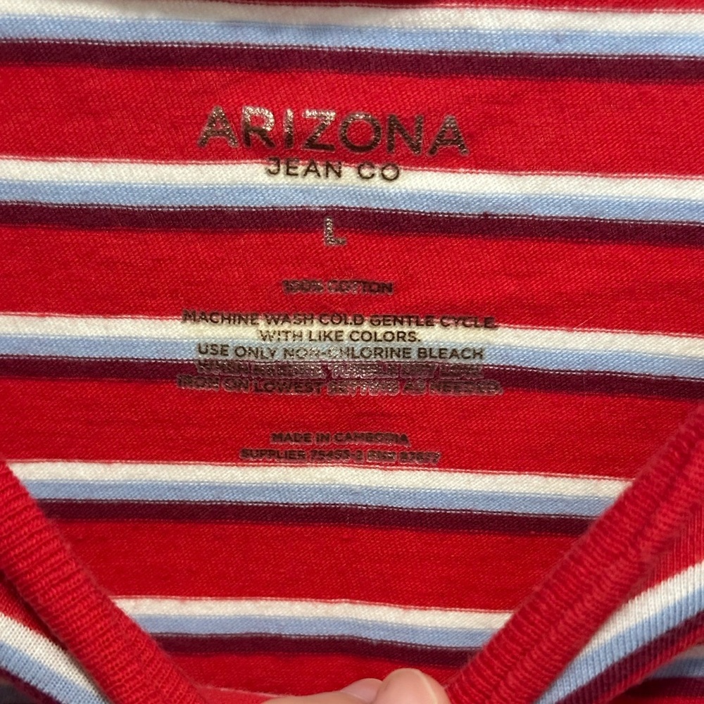 Red White and Blue Striped Longsleeve Crewneck Shirt size large - Picture 3 of 4